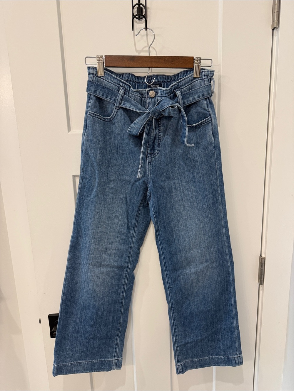 J. Crew Factory Medium Blue Paperbag Waist Wide-Leg Jeans